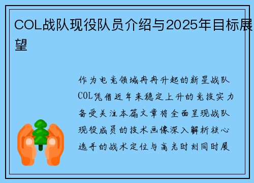 COL战队现役队员介绍与2025年目标展望